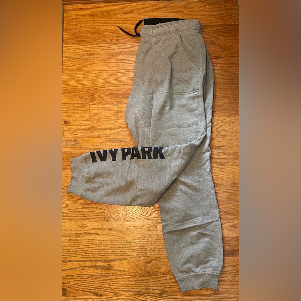 Ivy Park Womens Cotton Fleece Joggers Size M Gray Black Sweat Pants Beyonce
